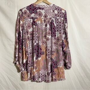 NORTHERN REFLECTIONS bohemian long sleeve dressy flowy  top size M